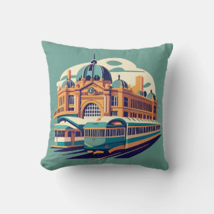 Minimalist Melbourne Australia painting souvenir Cushion