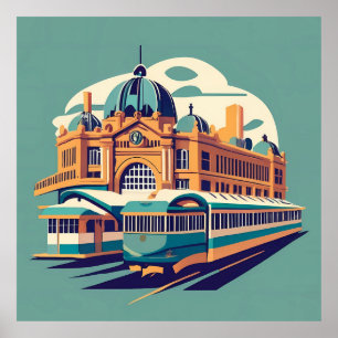 Minimalist Melbourne Australia painting souvenir Poster