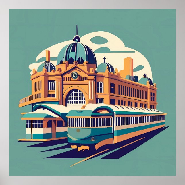 Minimalist Melbourne Australia painting souvenir Poster (Front)