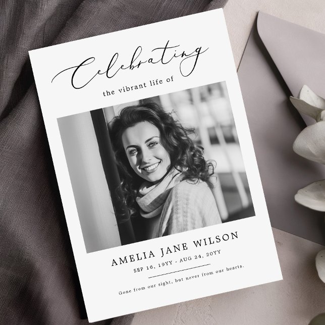 Minimalist Memorial Funeral Order of Service Photo Program (Creator Uploaded)