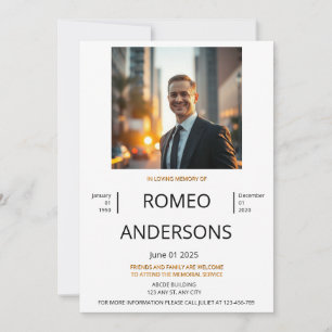 Minimalist Memorial Service Invitation Card