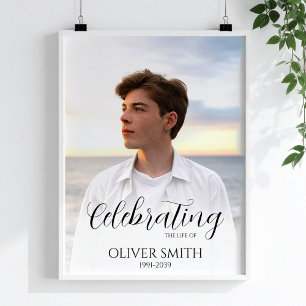 Minimalist Memory Photo Custom Celebration of Life Poster