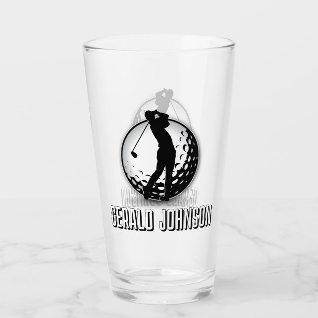 Minimalist Men Golf Monogram Design Glass (Front)