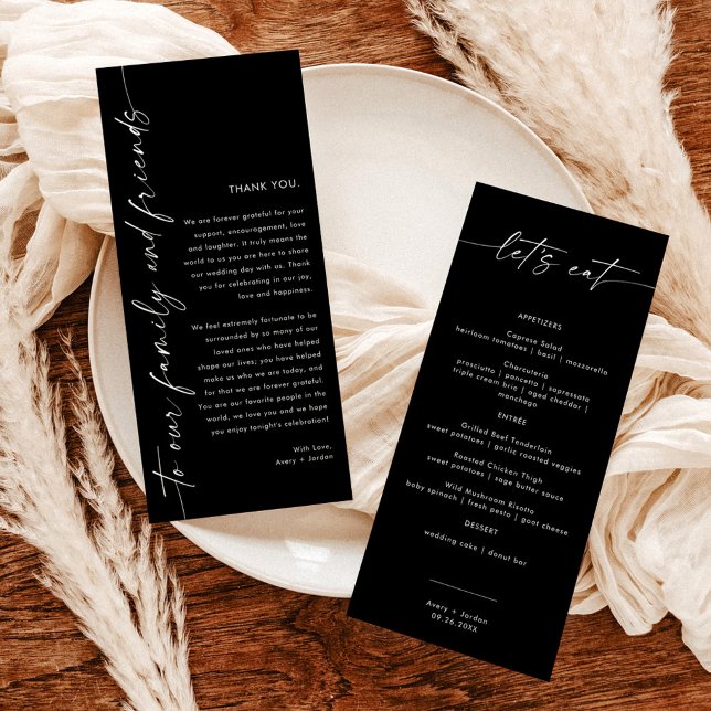 Minimalist Menu + Thank You Note | Wedding Napkin  (Creator Uploaded)