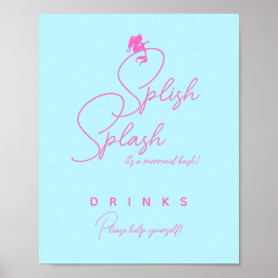 Minimalist Mermaid Birthday Party Drinks Poster