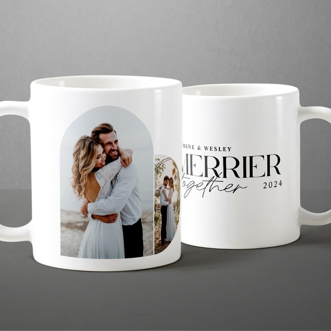Minimalist Merrier Together Wedding Christmas Coffee Mug (Creator Uploaded)