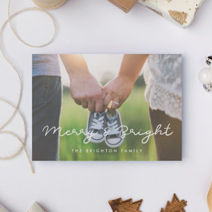 Minimalist Merry and Bright Holiday Photo Card