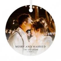 Minimalist Merry and Married Newlywed Couple Photo