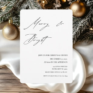 Minimalist Merry & Bright Christmas Dinner  Invitation