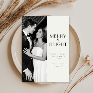 Minimalist Merry & Bright Christmas Family Photo Holiday Card