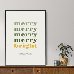 Minimalist Merry & Bright Graphic Wall Poster