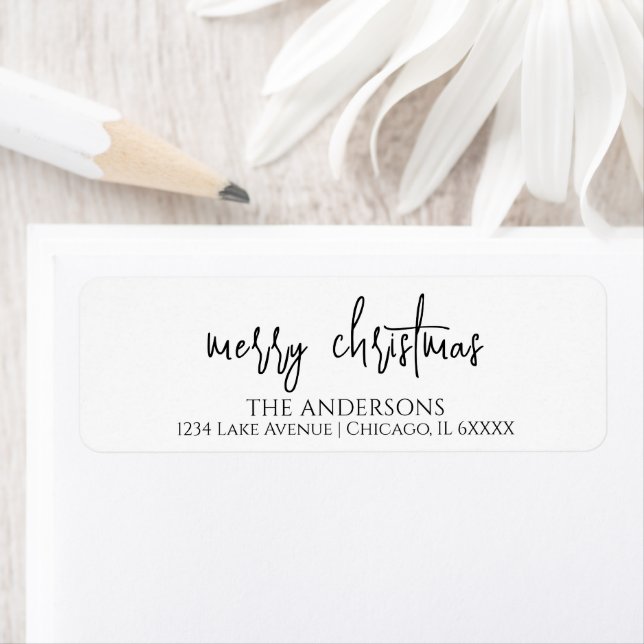 Minimalist Merry & Bright Holiday Return Address Label (Insitu)