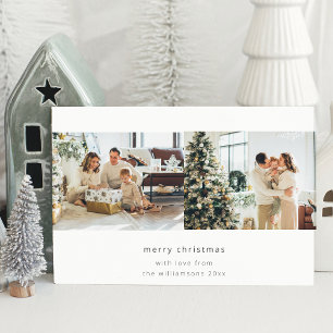 Minimalist Merry Christmas 3 Photo Horizontal Holiday Card