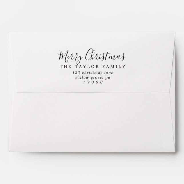 Minimalist Merry Christmas Card Envelope (Back (Top Flap))