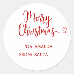 Minimalist Merry Christmas Classic Round Sticker