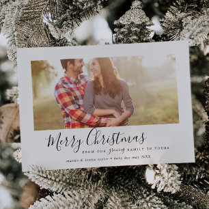 Minimalist Merry Christmas From Our Growing Family Holiday Card