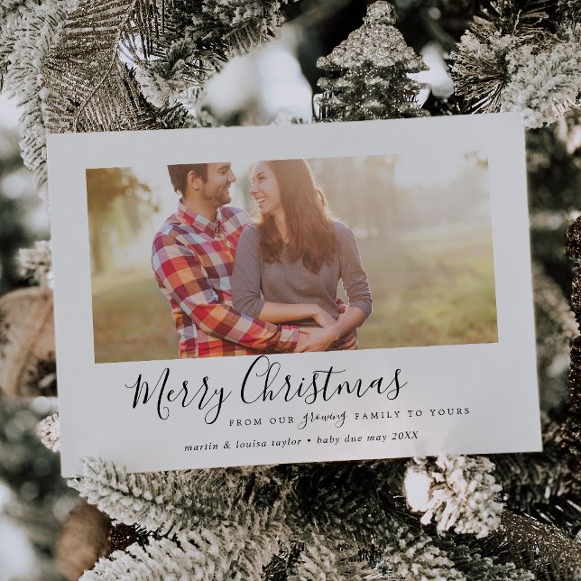 Minimalist Merry Christmas From Our Growing Family Holiday Card (Creator Uploaded)