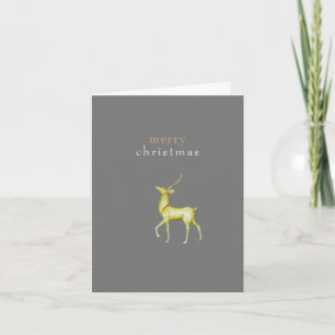 Minimalist Merry Christmas Gold Reindeer Card