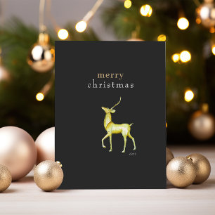 Minimalist Merry Christmas Gold Reindeer Holiday Card