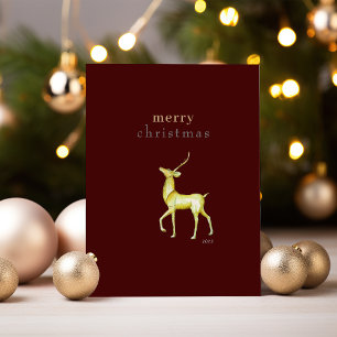 Minimalist Merry Christmas Gold Reindeer Holiday Card