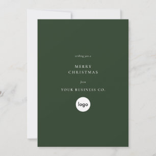 Minimalist Merry Christmas Green Business Logo Holiday Card
