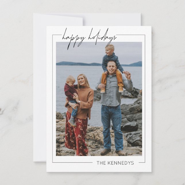 Minimalist Merry Christmas Holiday Greetings Card (Front)