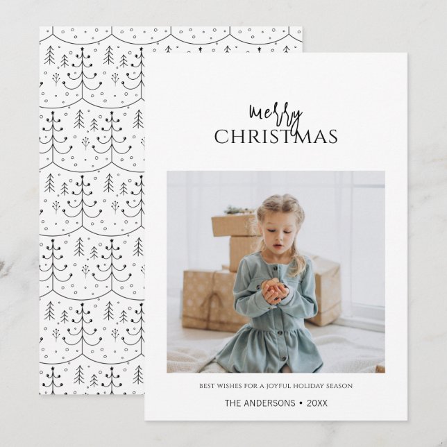 Minimalist Merry Christmas Holiday Photo Card (Front/Back)