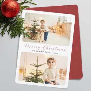 Minimalist Merry Christmas Modern 2 Photos  Holiday Card