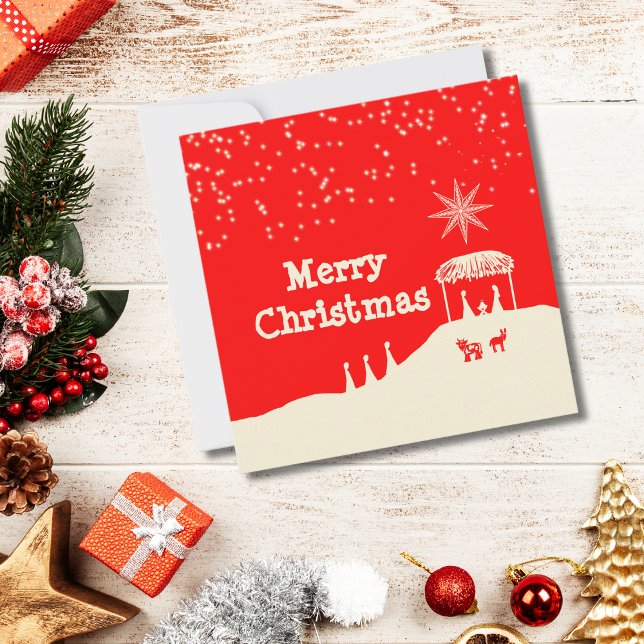 Minimalist Merry Christmas Nativity Scene Card (Creator Uploaded)