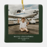 Minimalist Merry Christmas Personalised Photo  Ceramic Ornament<br><div class="desc">Add a touch of modern elegance to your holiday décor with this customisable ceramic ornament. Perfect for showcasing your favourite family photo,  baby's first Christmas,  or a special memory. A timeless keepsake and a thoughtful gift for loved ones.</div>