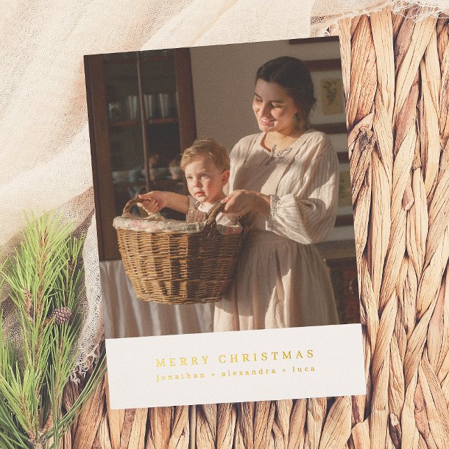 Minimalist Merry Christmas Photo Foil Holiday Card (Creator Uploaded)