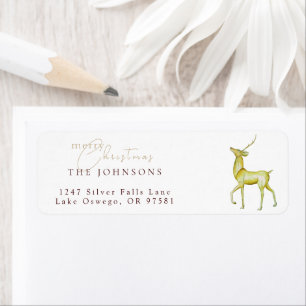 Minimalist Merry Christmas Reindeer Return Address Label