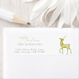 Minimalist Merry Christmas Reindeer Return Address Label