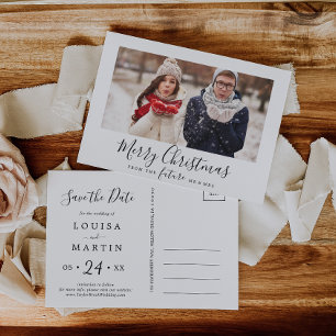 Minimalist Merry Christmas Save the Date Photo Holiday Postcard