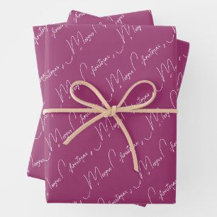 Minimalist Merry Christmas Script Purple Wrapping Paper Sheet