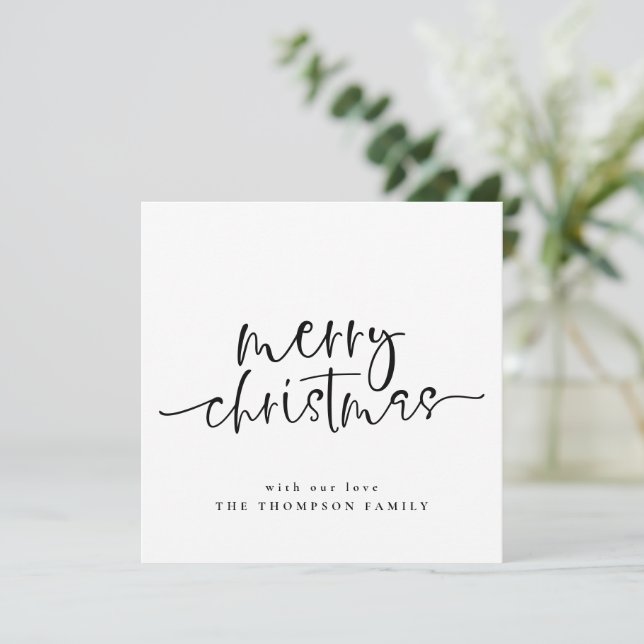 Minimalist Merry Christmas Square Holiday Card (Standing Front)