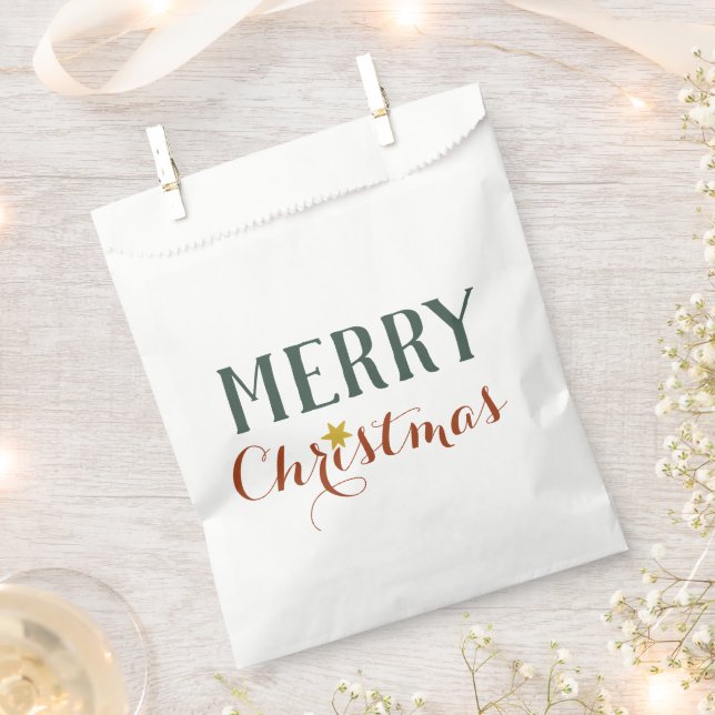 Minimalist Merry Christmas star holiday Favour Bag (Clipped)