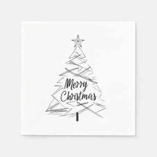Minimalist Merry Christmas Tree Napkins 