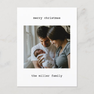 Minimalist Merry Christmas with Photo  Holiday Postcard