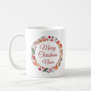Minimalist Merry Christmas Wreath Nana Gift Coffee Mug