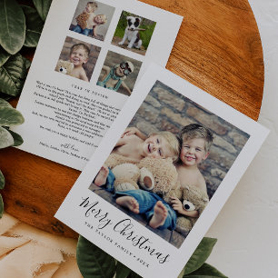 Minimalist Merry Christmas Year In Review Portrait Holiday Card