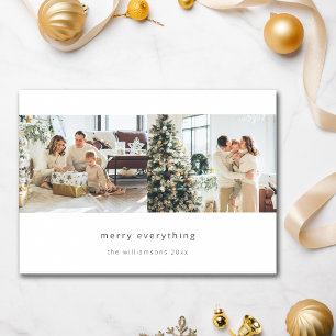 Minimalist Merry Everything 3 Photo Horizontal Holiday Card