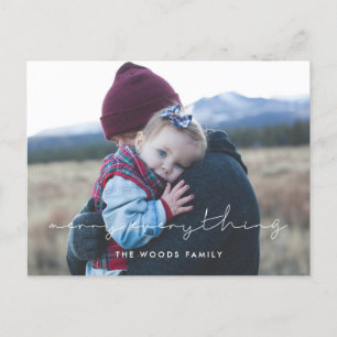 Minimalist Merry everything photo Holiday Postcard