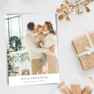 Minimalist Merry Everything Two 2 Photo Vertical Holiday Card