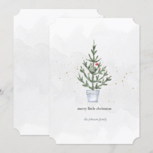 Minimalist 🎄 Merry Little Christmas Watercolor Holiday Card