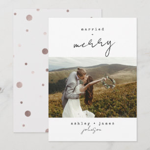 Minimalist Merry & Married Christmas Photo Holiday Card