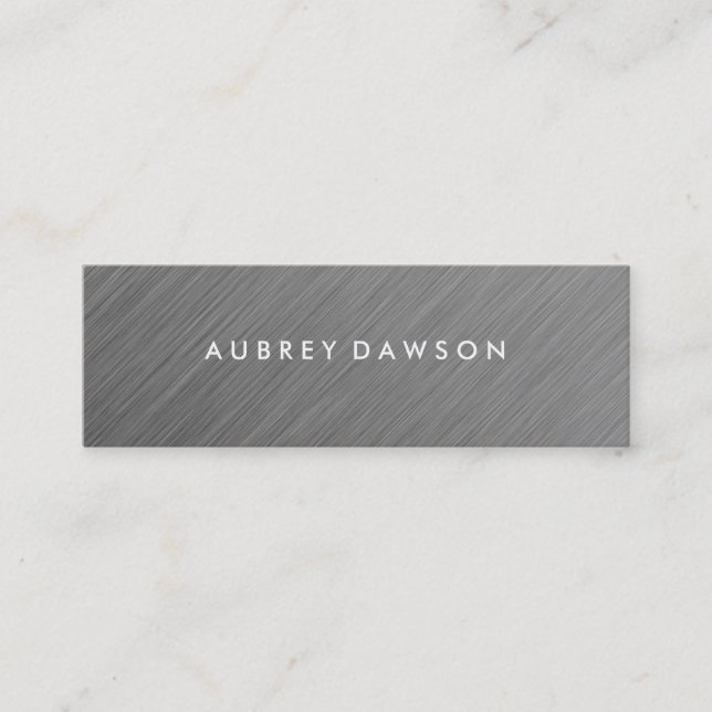 Minimalist Metallic Faux Grey Mini Business Card (Front)
