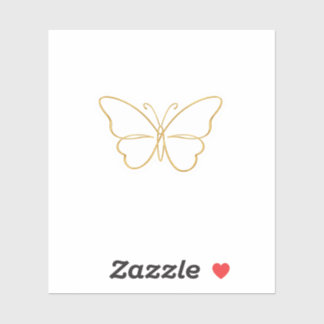 Minimalist Metallic Gold Wire Outline Butterfly