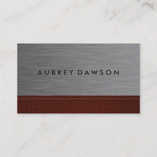 Minimalist Metallic   Stitched Leather Business Card