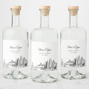 Minimalist Miami Wedding Custom Liquor Bottle Label